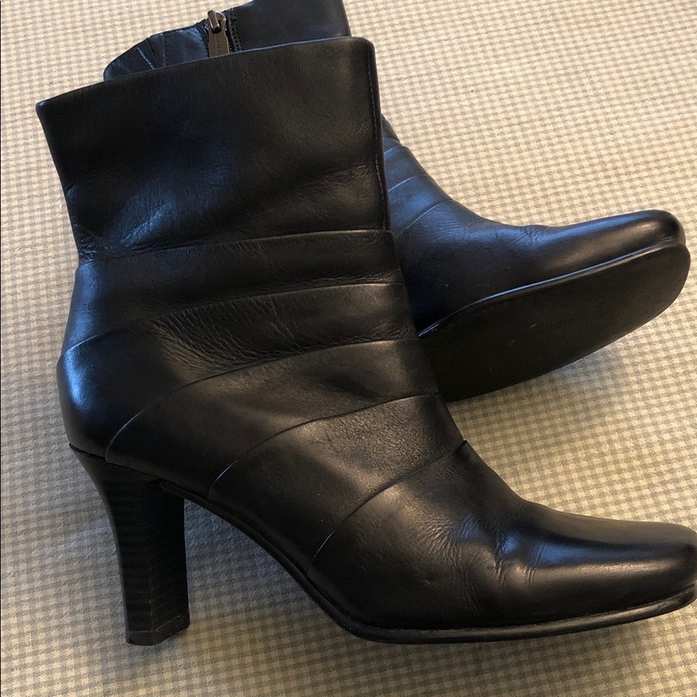 Call It Spring Black Lined Booties 3” Stacked Heel Size 7 #812